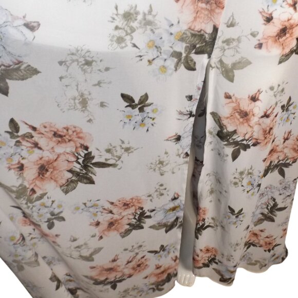 BALTIC BORN Maxi Dress, L, Off-white, Pink Floral, Faux Wrap, short lining - Picture 8 of 14